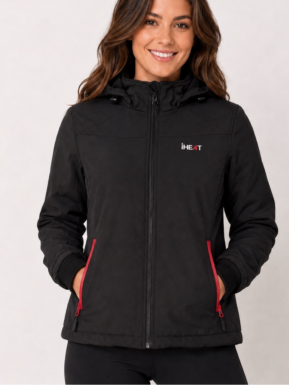 iHEAT Women’s Heated Hooded Jacket coat size small Black NO BATTERY PACK